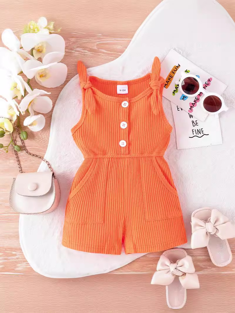 2026 comercio exterior ropa infantil de verano niñas arco de arco para niños monjes de mujer tesoro mono mono mono mono casuales moda image 4