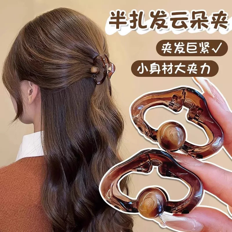 琥珀色小抓夹半扎发发夹边夹侧边迷你刘海夹公主头小夹子头饰发饰