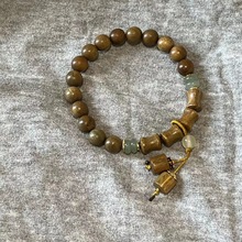 绿檀圆珠搭配竹节手串檀木文玩香气手链木质饰品通用圆珠配竹节