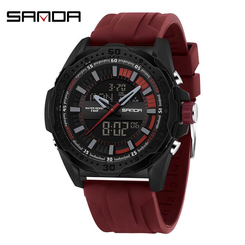 Sanda nuevo reloj de moda europea y americana cool, moda para hombres, adolescentes de secundaria, reloj electrónico deportivo
