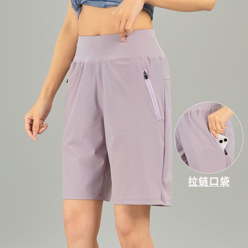 Women's quick-dry loose-fitting sports shorts for outdoor running, high-waisted with zipper pockets, casual summer shorts, plus size wholesale Women's quick-dry loose-fitting sports shorts for outdoor running, high-waisted with zipper pockets, casual summer shorts, plus size wholesale