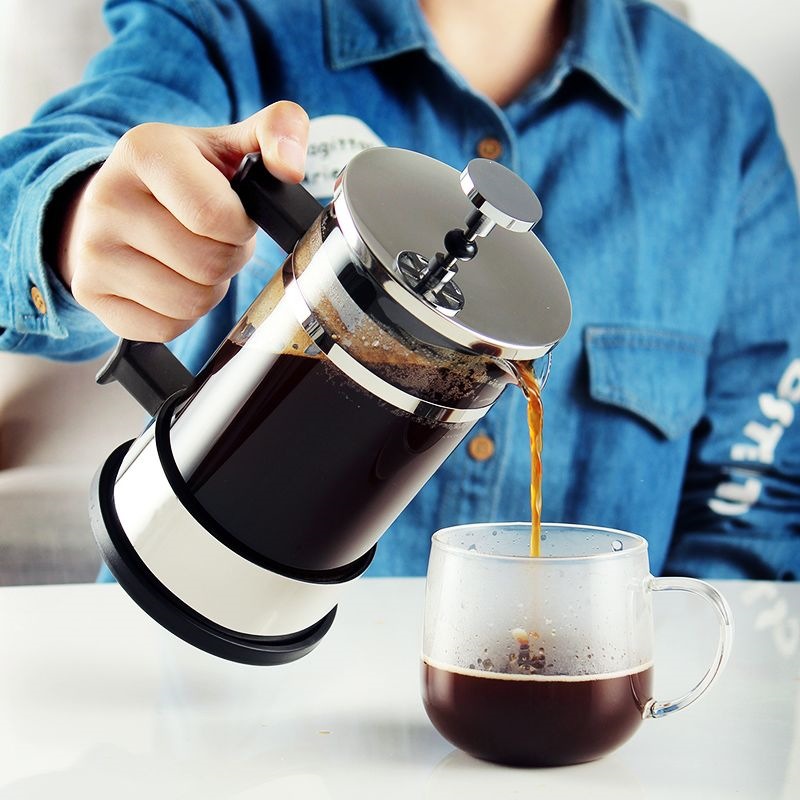 French press coffee maker, home-use French press coffee pot, coffee filter, milk frother, glass tea infuser