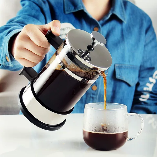 French press coffee maker, home-use French press coffee pot, coffee filter, milk frother, glass tea infuser