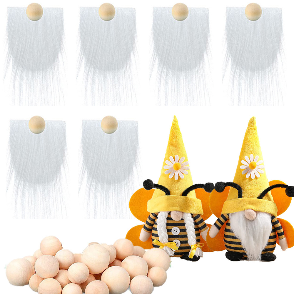 White (6 white beards + 6 round wooden balls)