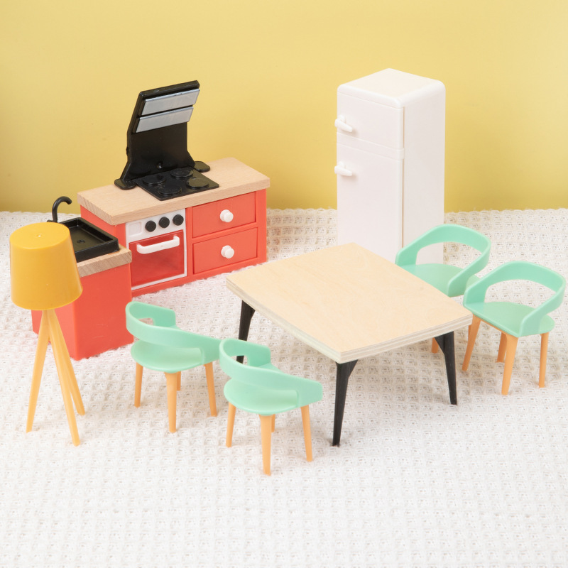 Simulación de madera para niños mini muebles dormitorio sala de estar combinación padre-hijo interactivo educativo escritorio casa Juguetes