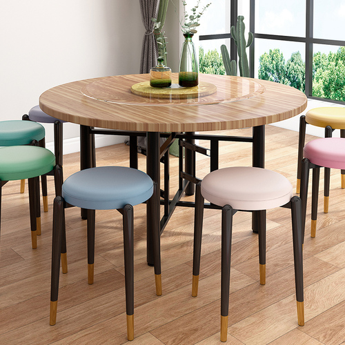 G3YN Solid Wood Dining Table and Chair Set, Modern Minimalist Home Use, Small Apartment Round Table, Hotel Folding Simple Design