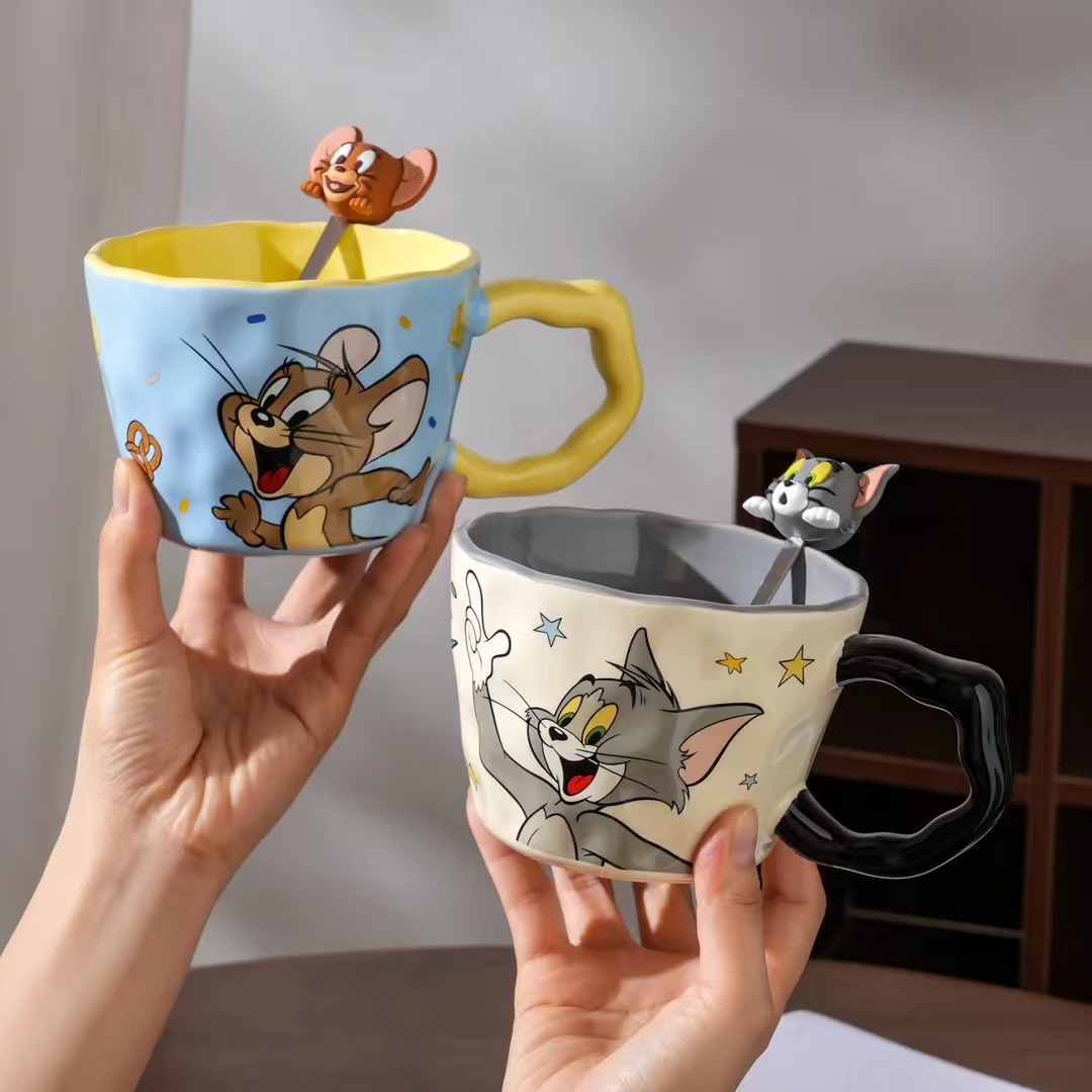 Taza de gato y ratón Taza de desayuno de gran capacidad de oficina Regalo personalizado Taza de café de cerámica Taza de alto valor