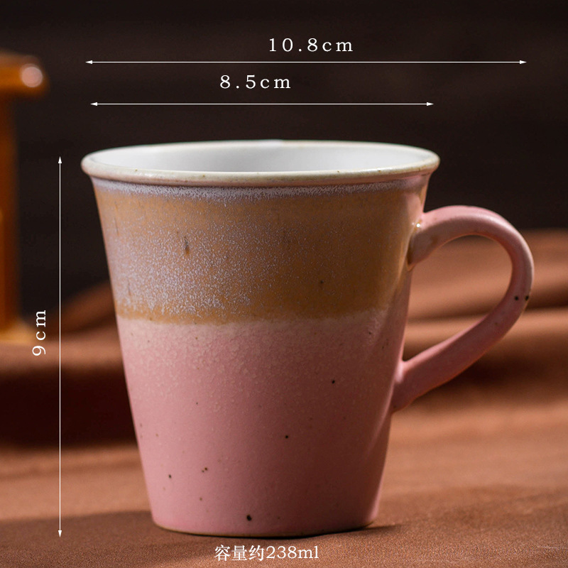 レトロな陶磁器のコーヒーカップの創意的な窯は耳のマグカップのシンプルな家庭用カップの事務カップの粗い陶器の濃縮のコップがあります。|undefined