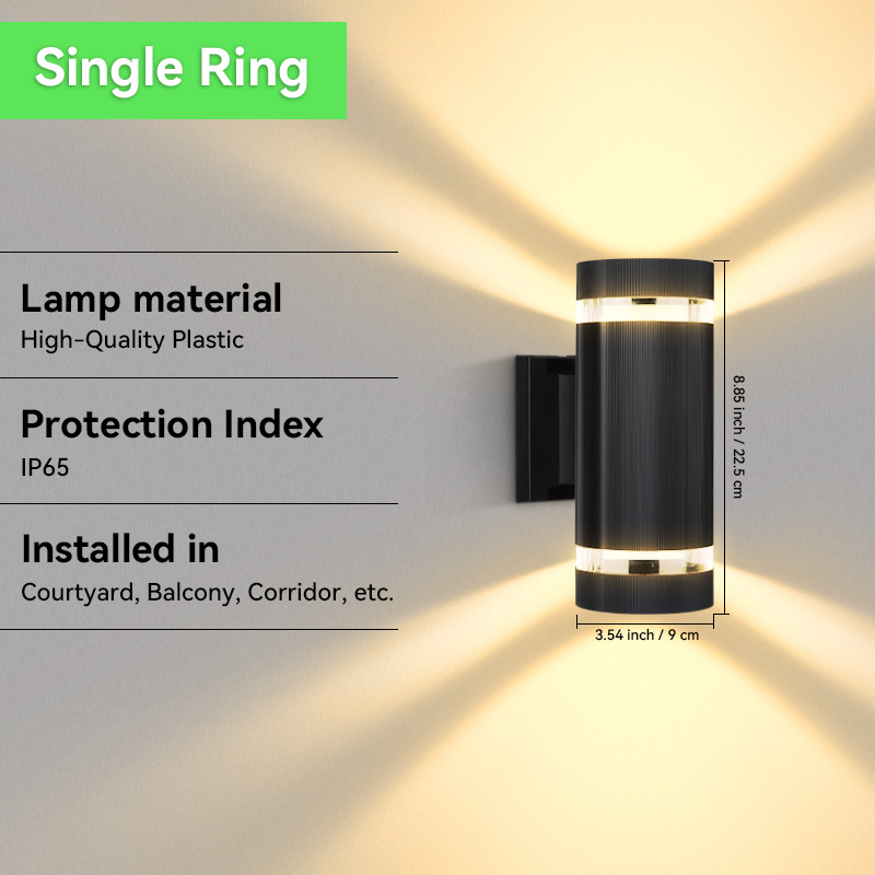 Lámpara de pared impermeable para exteriores de doble cabezal E27, iluminación ascendente y descendente de plástico, luz frontal para puerta de pasillo, luz LED colgante de pared para patio.