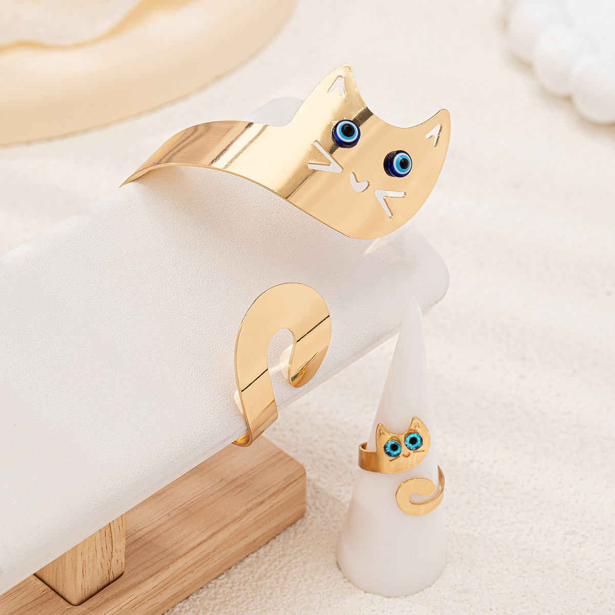Clothing and Jewelry Quantity Cute Cat Alloy Plating Women's Rings Bracelets Jewelry Set
