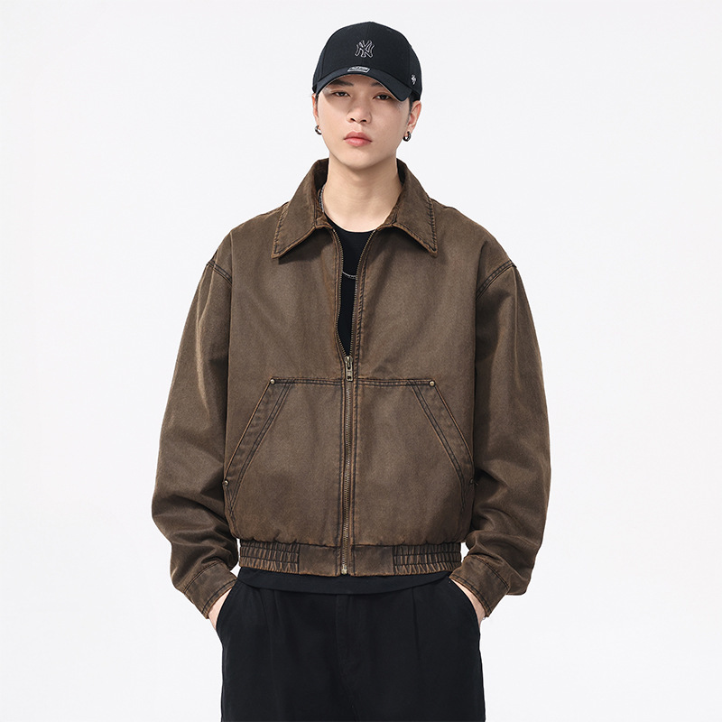 2025 Autumn Baaan Oil Wax Leather Jacket Distressed Retro High-Qu