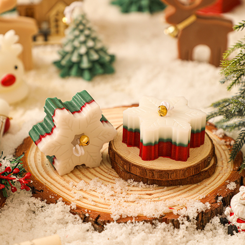 クリスマス香りキャンドルギフトボックス卸売イン冬のお土産クリエイティブ手作りスノーフレーク形状大豆ワックス|undefined