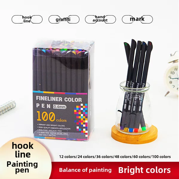 100 color syringe hook pen 0.4mm waterproof quick-drying student marking pen painting hand account pen wholesale cross-border