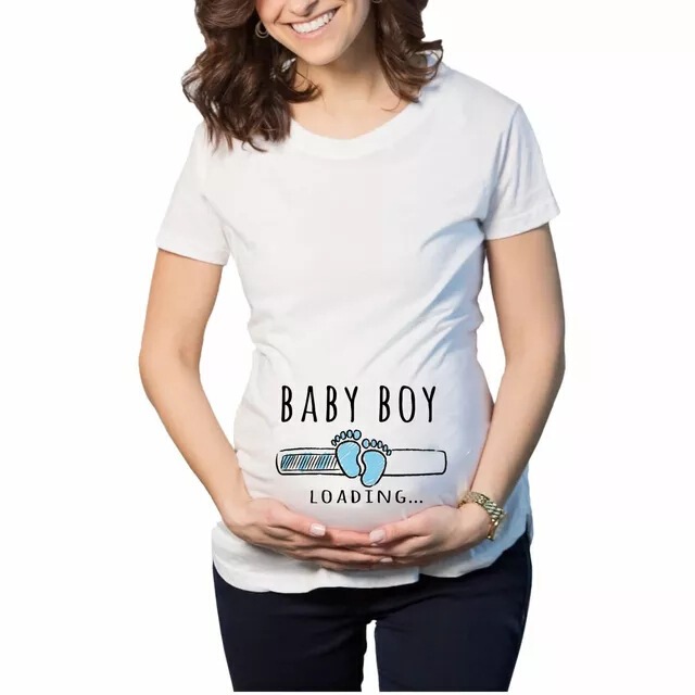 2025 Women's Printed Maternity T-Shirt Girls Maternity Short-Sleeved Pregnancy Announcement Shirt New Mother Clothes