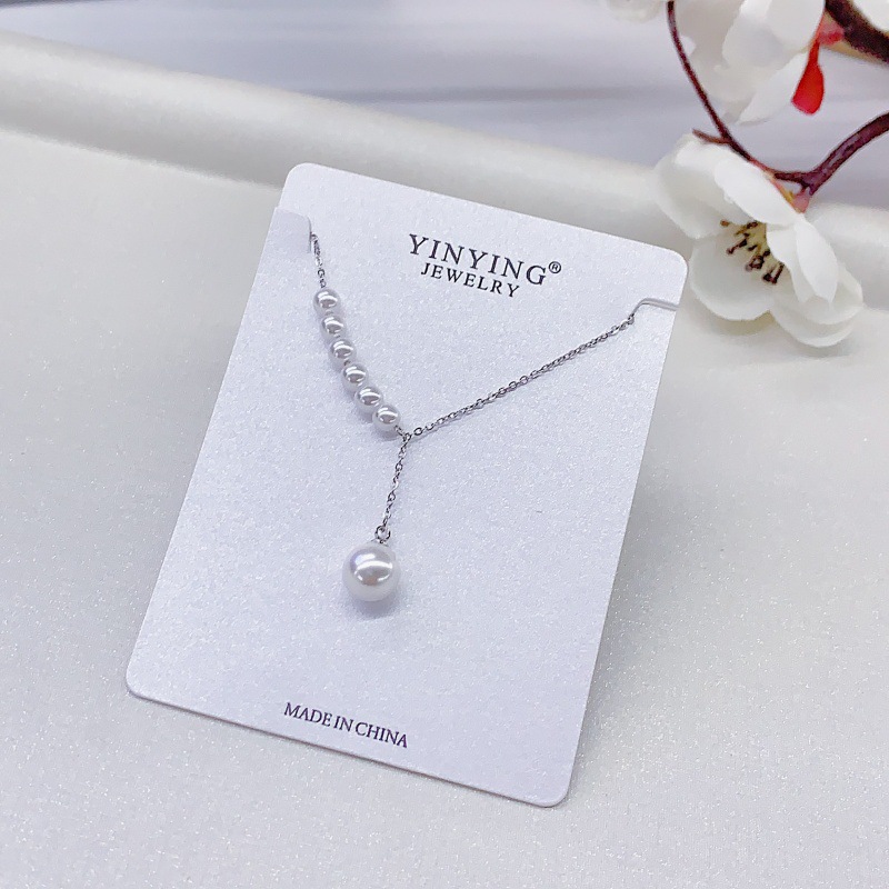 심플 진주 롱 드롭 이어링