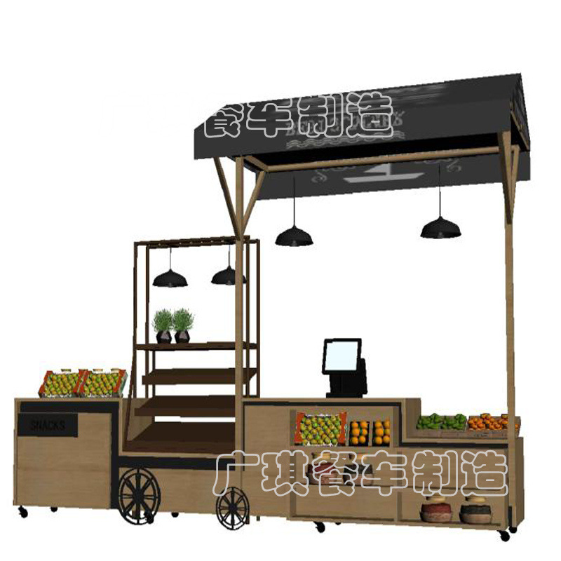 实木商品展示柜 美陈室内商场陈列柜 可移动售货车 广场手推车