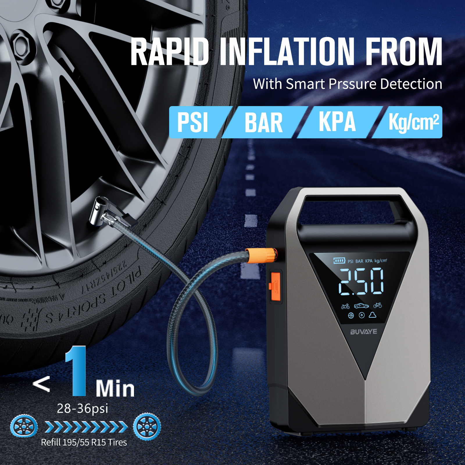 Jump Starter with Air Compressor Emergency Starting Power Supply and Air Pump All-In-One Power Bank
