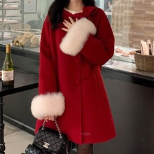 特价清仓富家千金羊毛羊绒外套女秋冬小个子狐狸毛高级感大衣