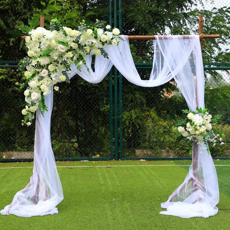 新款婚庆道具户外草坪森系婚礼布置木桩门幸福门舞台背景花艺装饰