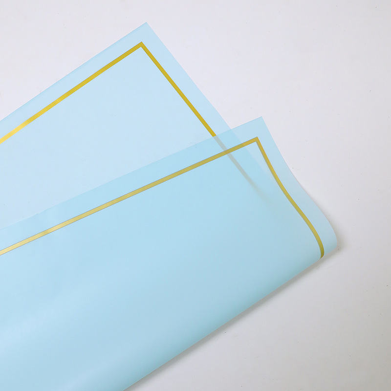 Borde dorado película de gelatina impermeable papel mate flor papel de embalaje ramo floral Día DE LA Madre material de papel de embalaje al por mayor