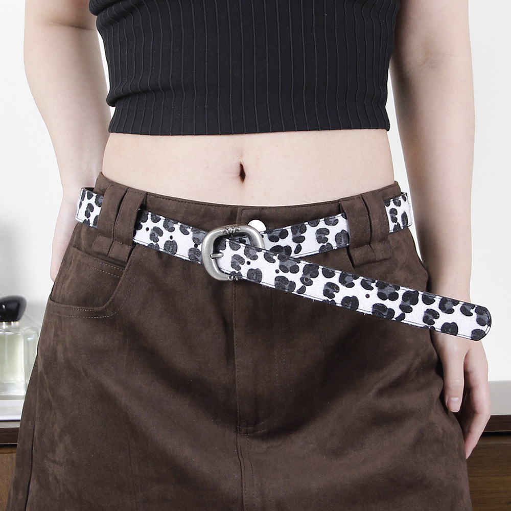 Star style leopard print belt seahorse fur leather trendy cool Crow…