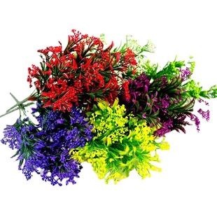 Artificial Flower Manufacturer Direct Sale of Artificial Plastic Flowers with 7 Heads, Baby's Breath, Lavender Wholesale