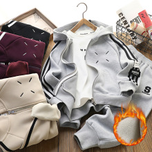 男童套装冬装加绒拉链衫两件套2025中大童男孩儿童运动服加绒保暖