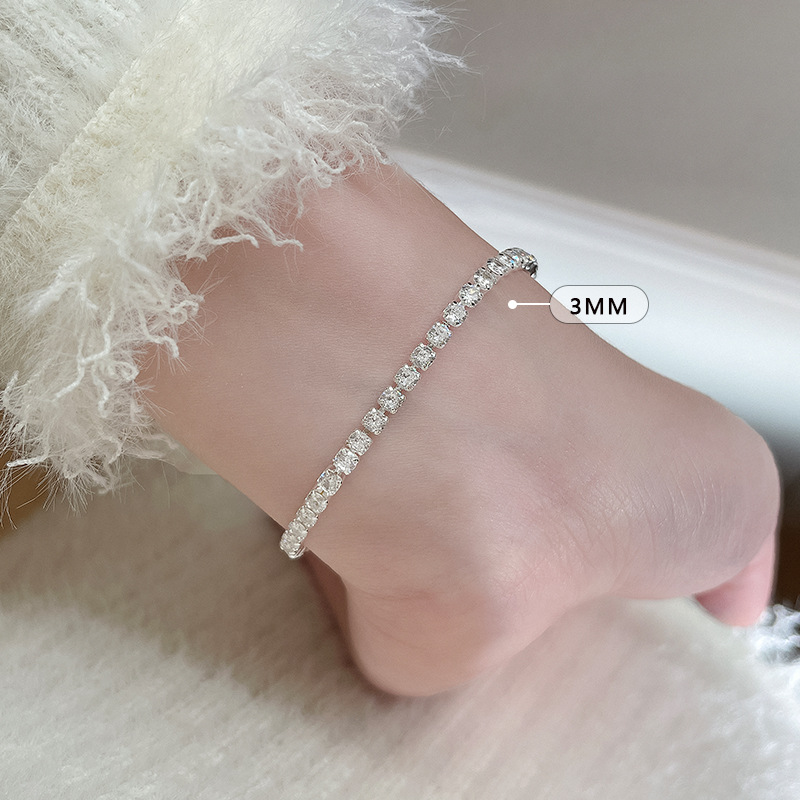 3mm 지르콘 팔찌 실버 도금
