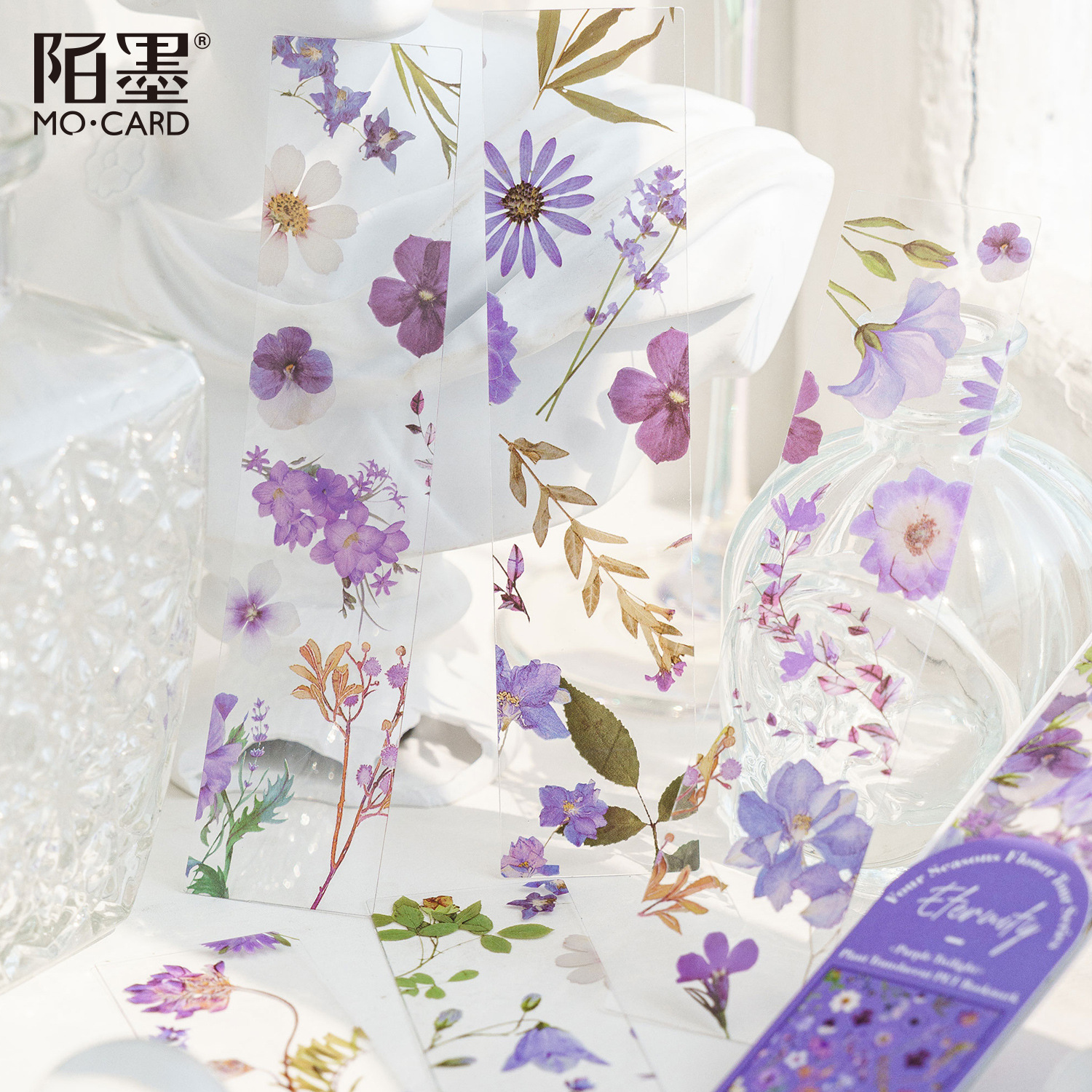 Momo translúcido marcador cuatro estaciones de viaje serie planta flor libro página clip estudiante suministros lectura libro clip