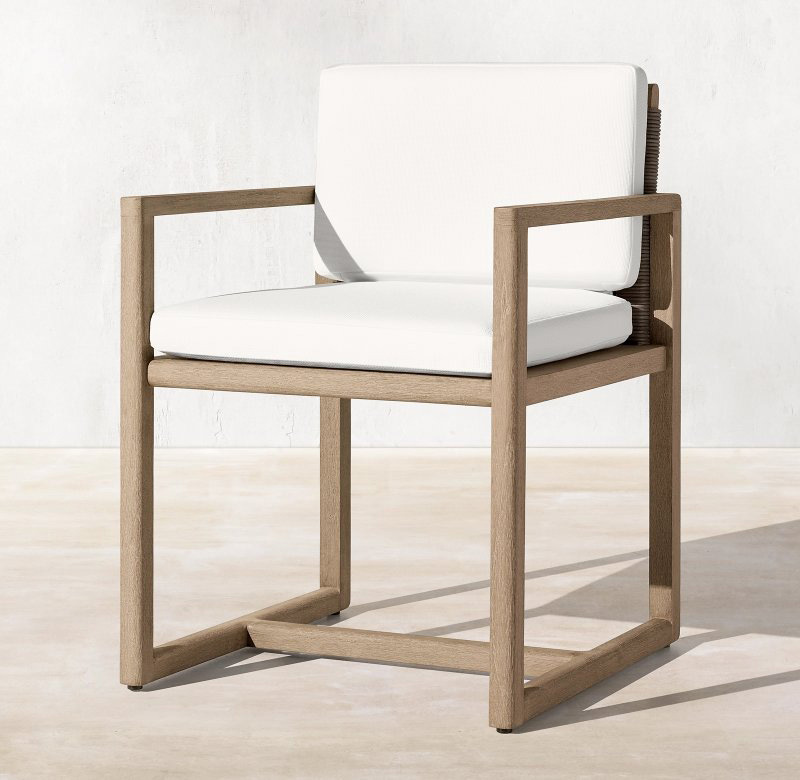 Silla de teca al aire libre silla de comedor individual impermeable, protección solar, anticorrosión, villa, patio, hotel famoso, diseñador al aire libre