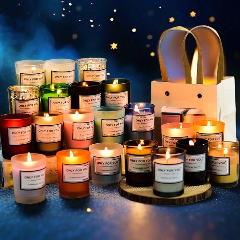 香薰蜡烛玻璃烛台浪漫香薰蜡烛创意伴手礼香薰蜡烛杯礼物大豆蜡