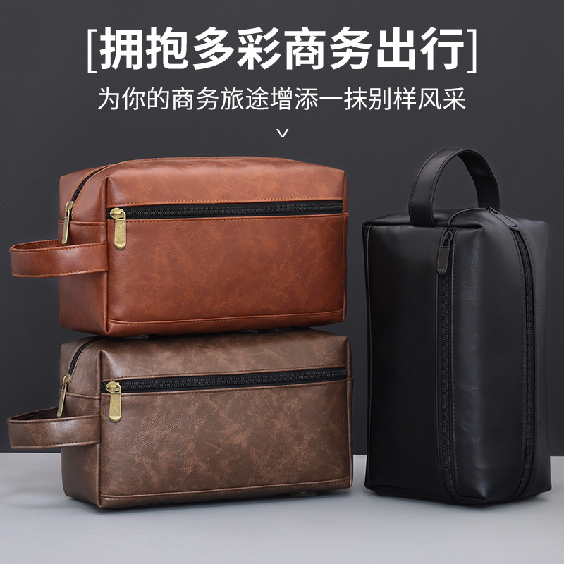 Bolsa de cosméticos retro de gran capacidad para hombres de alta gama para viajes de negocios, nueva bolsa de lavado portátil, bolsa de almacenamiento de cosméticos