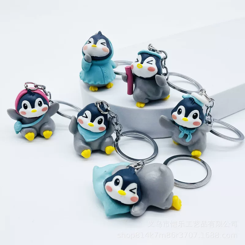 Микро пейзаж, милый аксессуар PVC, кукла, ключница, брелок, пингвин, diy