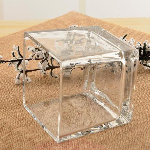 Micro landscape container decoration transparent square succulent flower pot glass hydroponic vessel square cylinder vase glass bottle