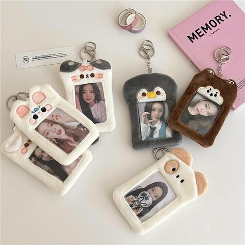 Original ins style cute puppy and cat plush card holder Korean campus meal card idol card photo display pendant