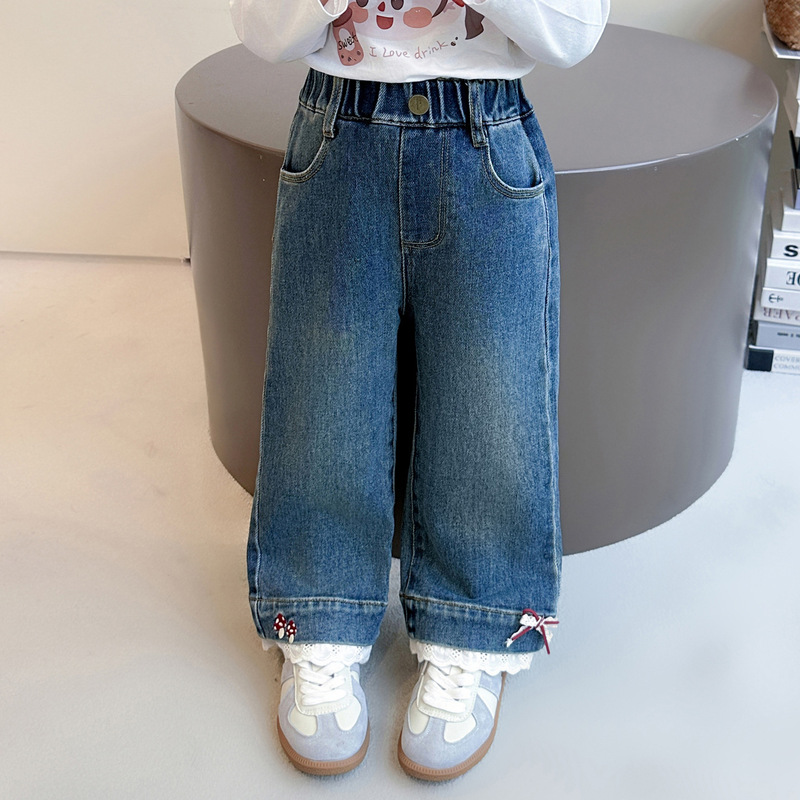 女童裤子春秋款2025新款儿童洋气女孩时髦长裤宝宝秋季韩版牛仔裤|undefined