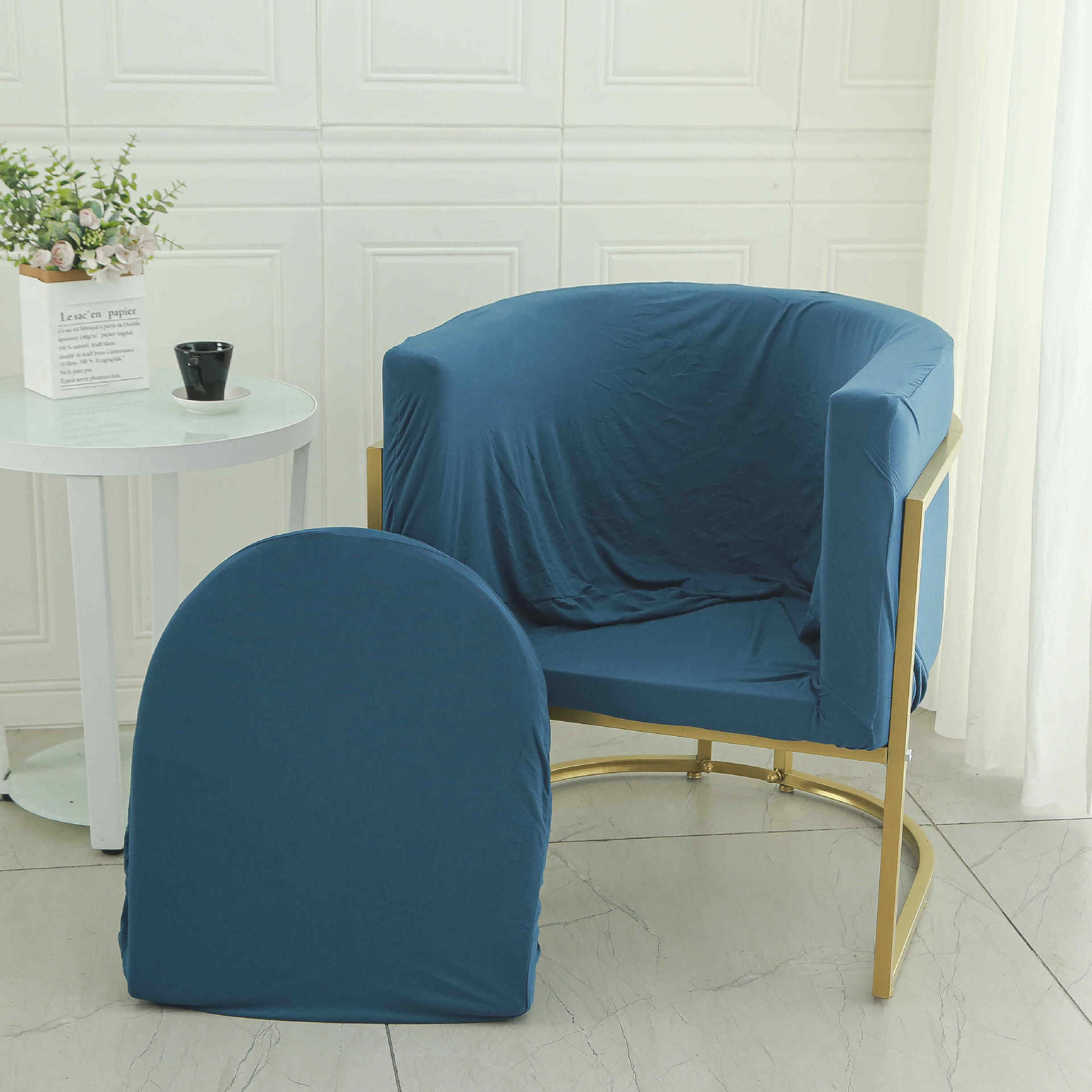 Cubierta de la silla de la mesa de comedor curva universal elástica 2024 nueva funda de la silla de uñas, respaldo, funda de sofá pequeña para el hogar