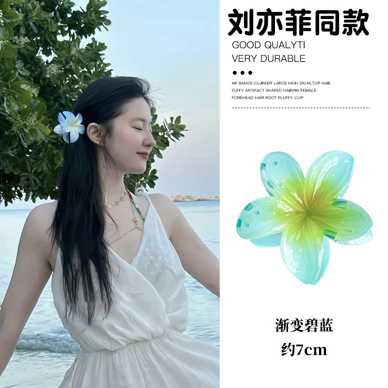 2025新款鲨鱼夹糖果色海边度假发卡鸡蛋花朵抓夹女高级感发夹头饰|undefined