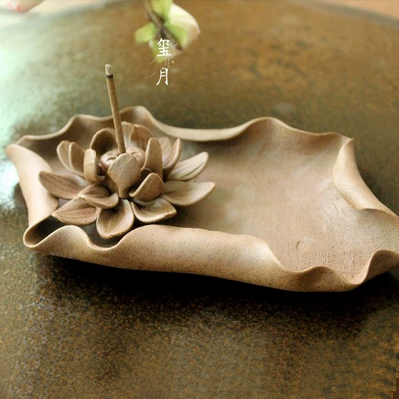 Оригинальные товары Линия листьев лотоса набор благовоний держатель для благовоний Дзен Бытовая Керамическая курильница для спальни Крытый дозатор благовоний чайная церемония сандаловая горелка