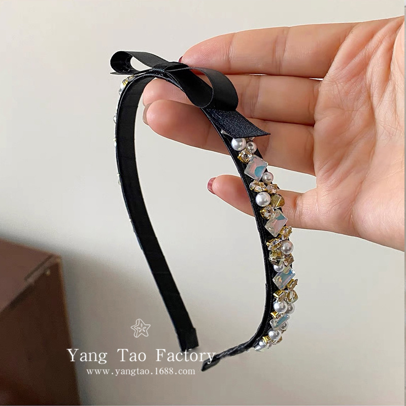 Francés pequeño oro ~ arco de cristal aro de cabello de alto nivel lujo ligero temperamento tocado para el cabello