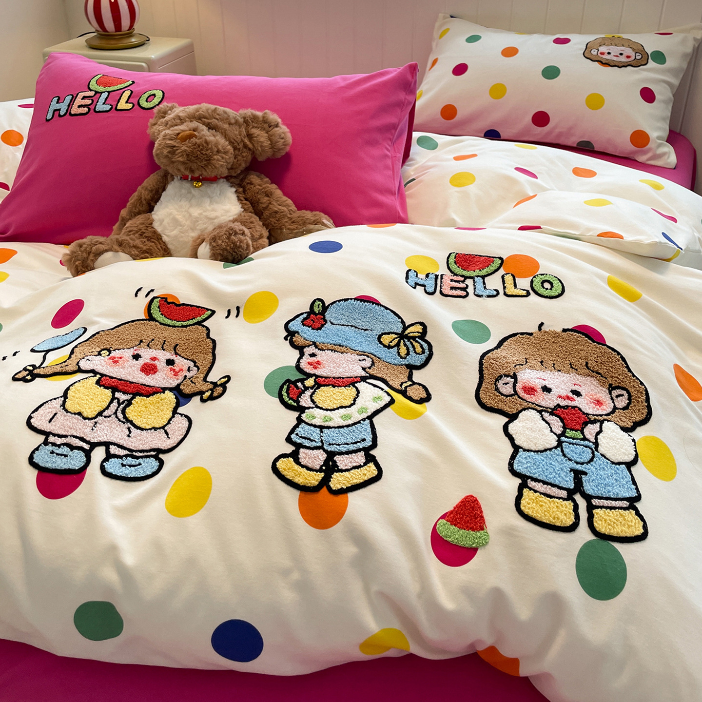 Cama de algodón grueso de clase A cuatro piezas de ropa de cama de invierno de algodón completo ropa de cama infantil cubierta de sábanas de tres piezas