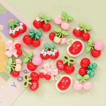 迷你可爱蝴蝶结樱桃 diy手工奶油胶美甲鞋扣发夹娃衣辅料树脂配件