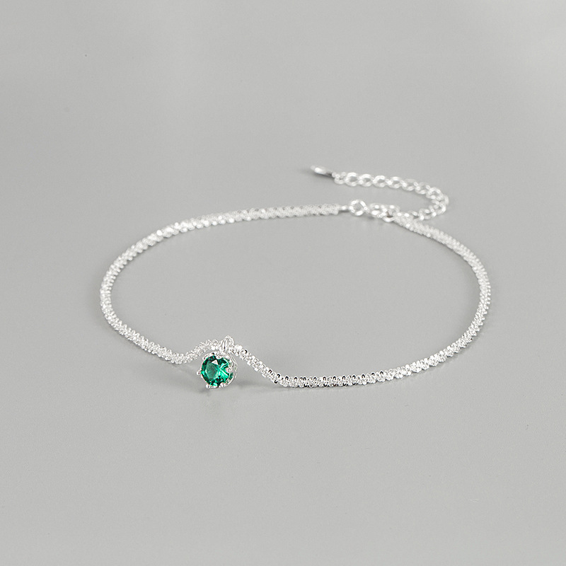 Korean jewelry S925 sterling silver anklet moon splashing galaxy colorful zircon high-end super sparkling sparkling anklet for women