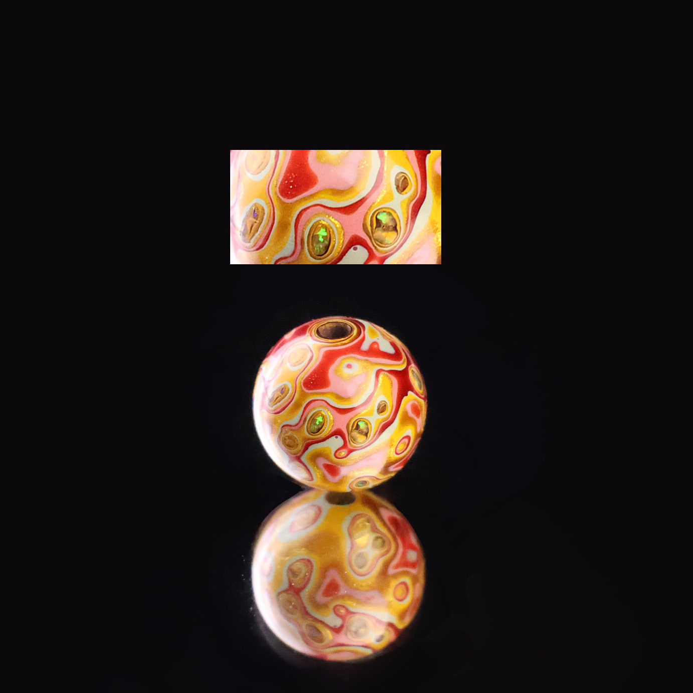 10mm 오팔 빨간색, 노란색 및 흰색