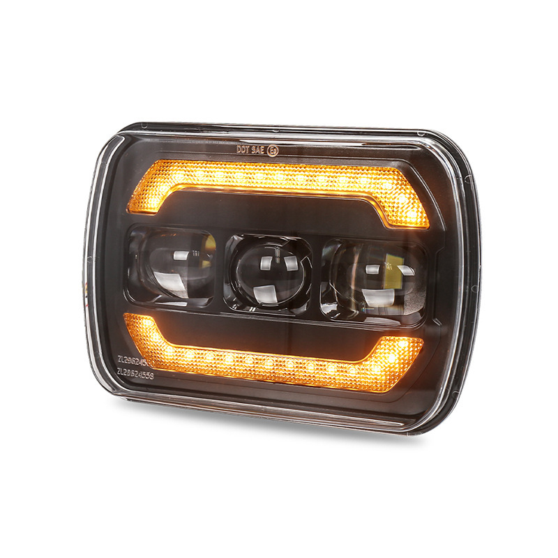 Cross-Border 5X 7inch Wrangler Rectangular Led Square Light with Turn Signal, High and Low Beam, Integrated Front Headlight and Drl