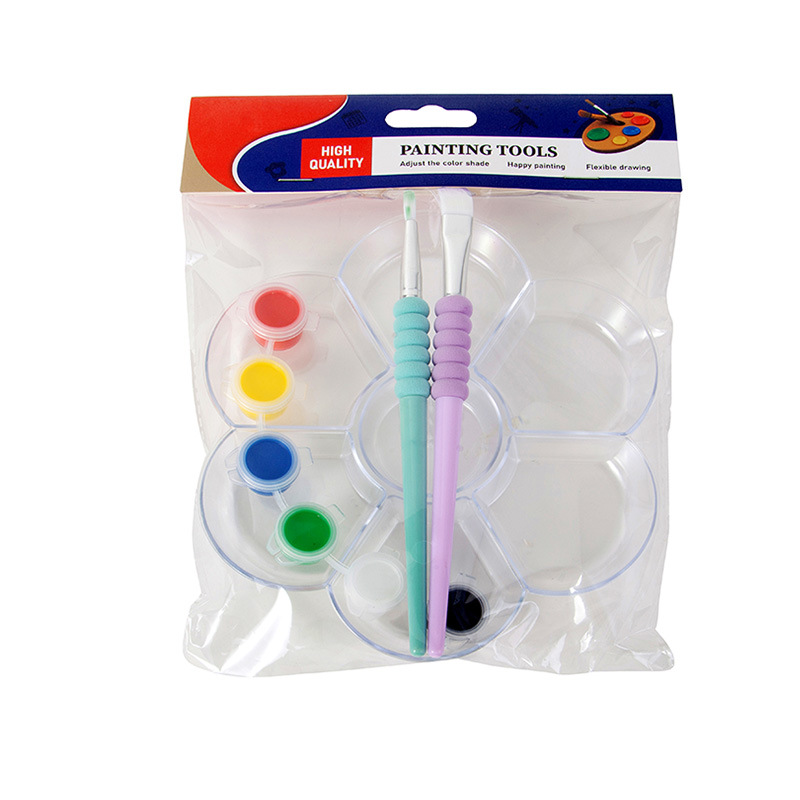 Suministros de acuarela para niños transparentes básicos, paleta pp, pintura para estudiantes, arte, paleta de pintura de plástico pintada a mano, paleta de colores