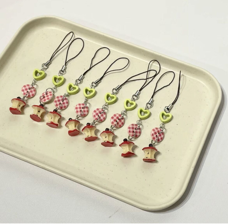 [mini apple core] Apple party beaded small pendant cute kawaii mobile phone chain girl heart goo Ben