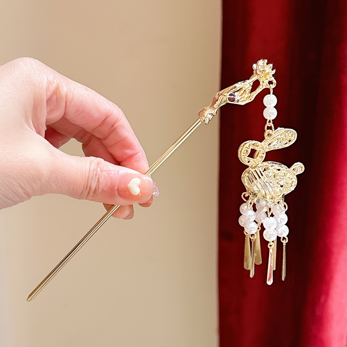 Estilo antiguo hanfu linterna borla horquilla luminosa Palacio mapache pequeña princesa tocado Palacio Lámpara paso sacudida horquilla accesorios para el cabello para mujeres