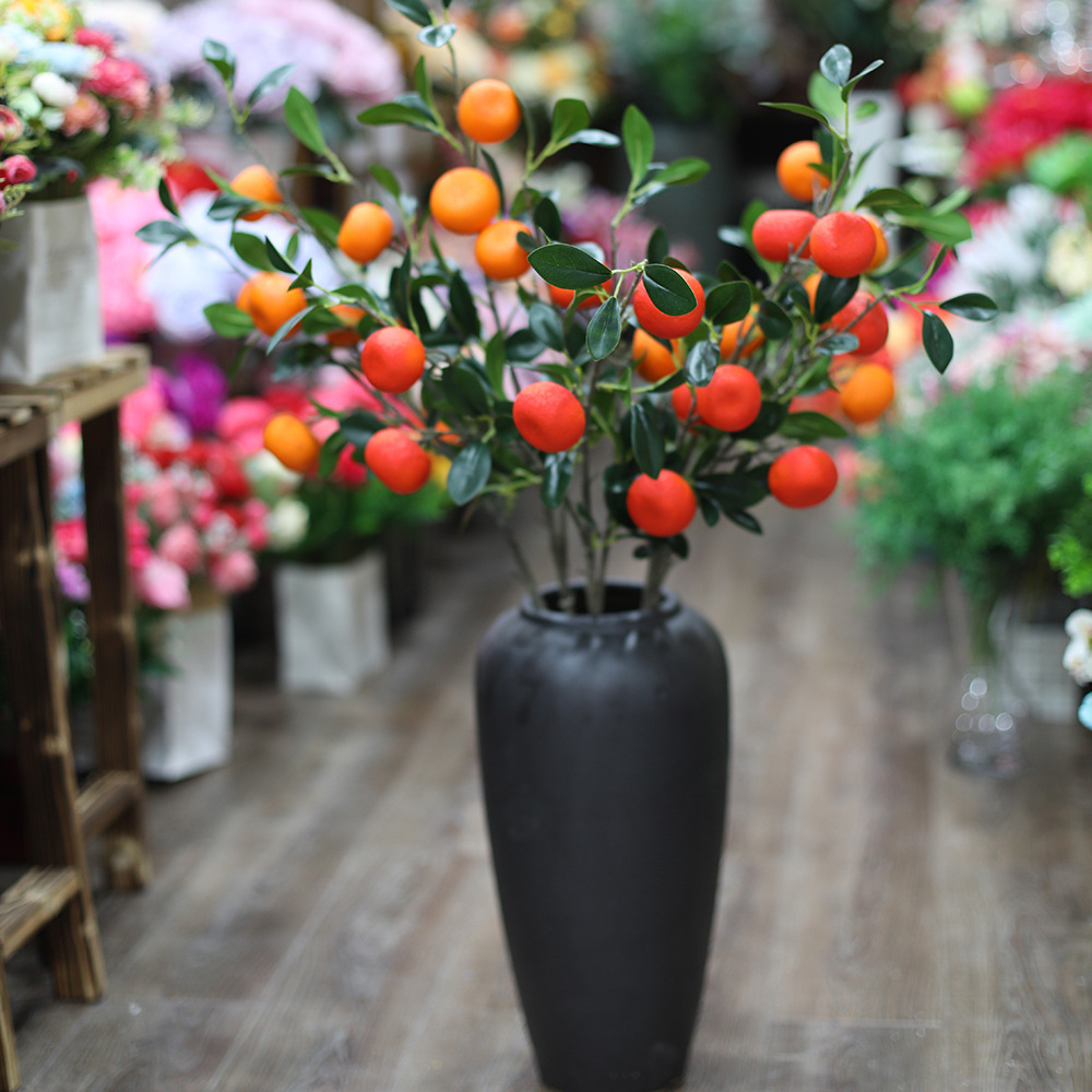 Artificial naranja al por mayor fruta rama Navidad decoración apoyos de espuma boda salón Berry falso flor adornos