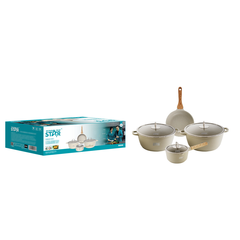 Estrella ganadora Comercio exterior exclusivo para el hogar sopa de estofado Carne frita leche estofada multifuncional sartén antiadherente conjunto de cuatro piezas